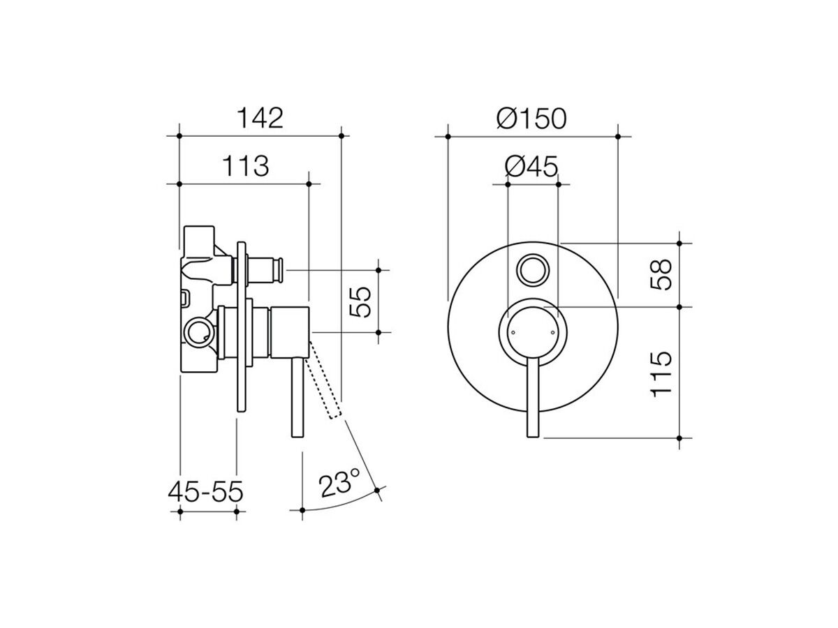 Reece Caroma Titan Pin Bath And Shower Mixer Tap With Diverter Stainless Steel