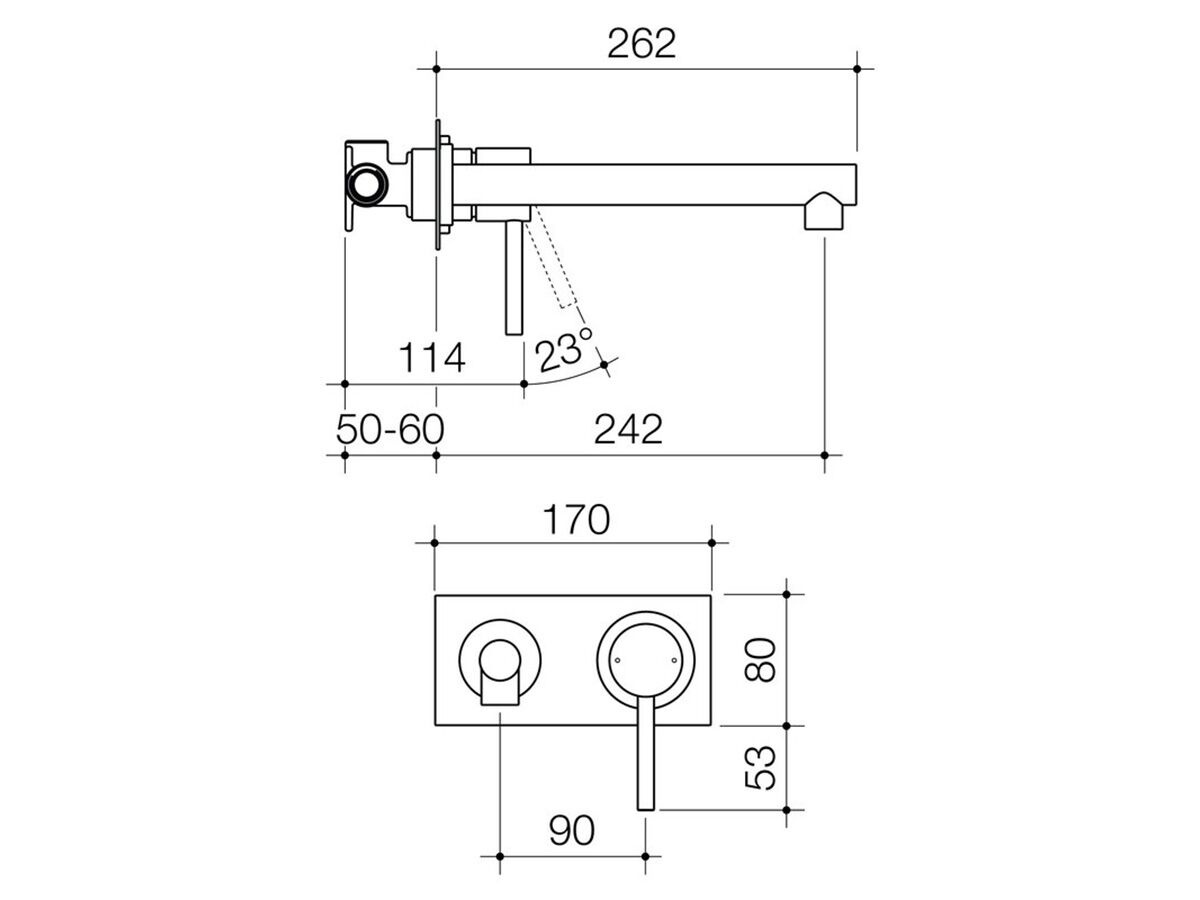 Reece Caroma Titan Platemount Wall Bath Mixer Tap Stainless Steel