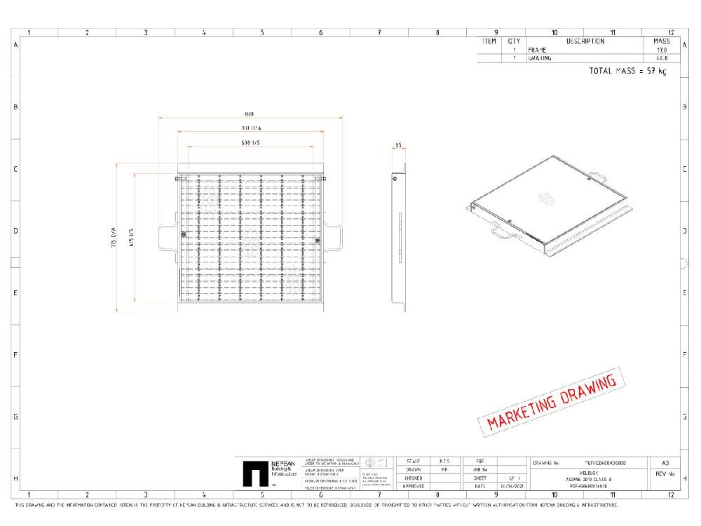 Reece Class B Grate And Frame Heelguard 600mm X 600mm