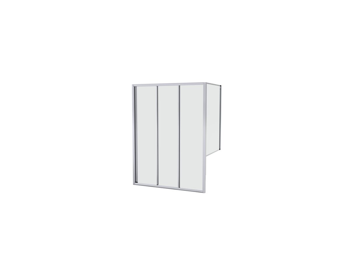 reece Creative Glass Framed Front & Half Return 1950 x Front 1000-1200 x Return 800-1000 Shower Screen Polished Silver Frame with sliding door
