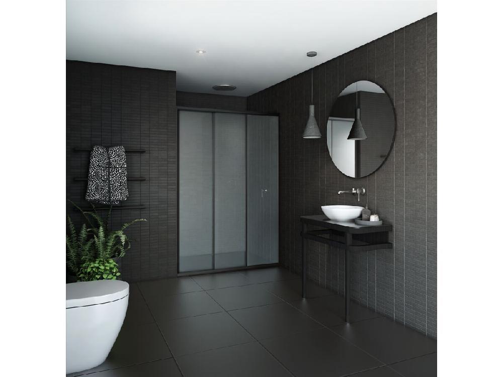 Reece Creative Glass Framed Front Only 1950 X Front 1400-1600 Shower Screen Polished Silver Frame With Sliding Door