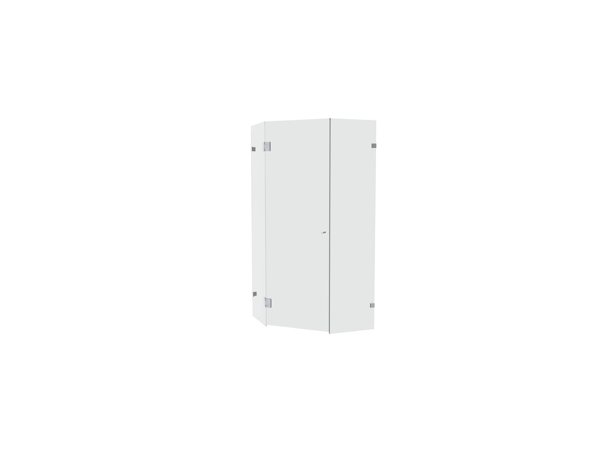 reece Creative Glass Frameless Corner Angle 2100 x Front 800-1000 x Return 800-1000 Shower Screen Polished Chrome Hardware with hinged door