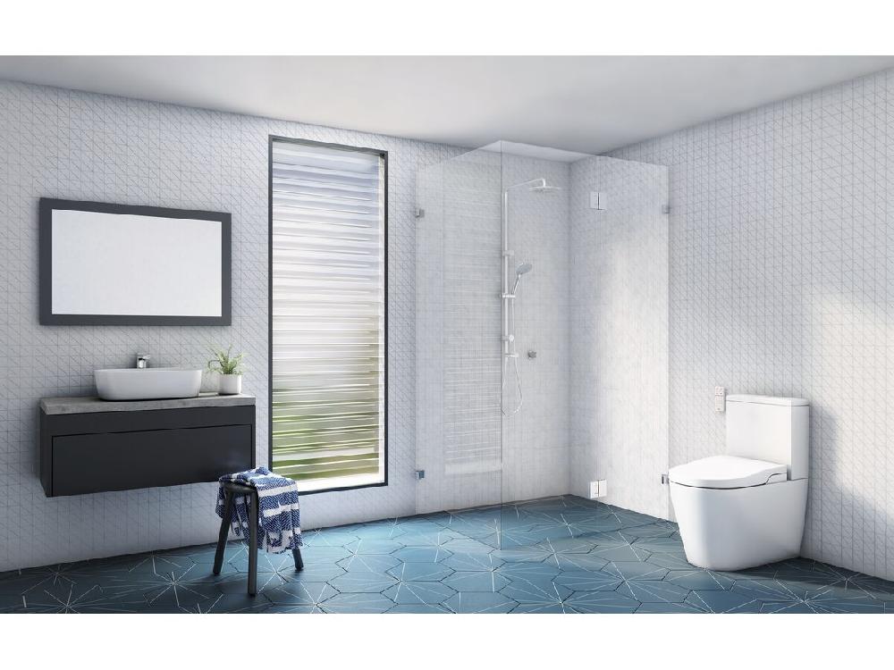 Reece Creative Glass Frameless Front & Return 2100 X Front 900-1100 X Return 800-1000 Shower Screen Polished Chrome Hardware With Hinged Door
