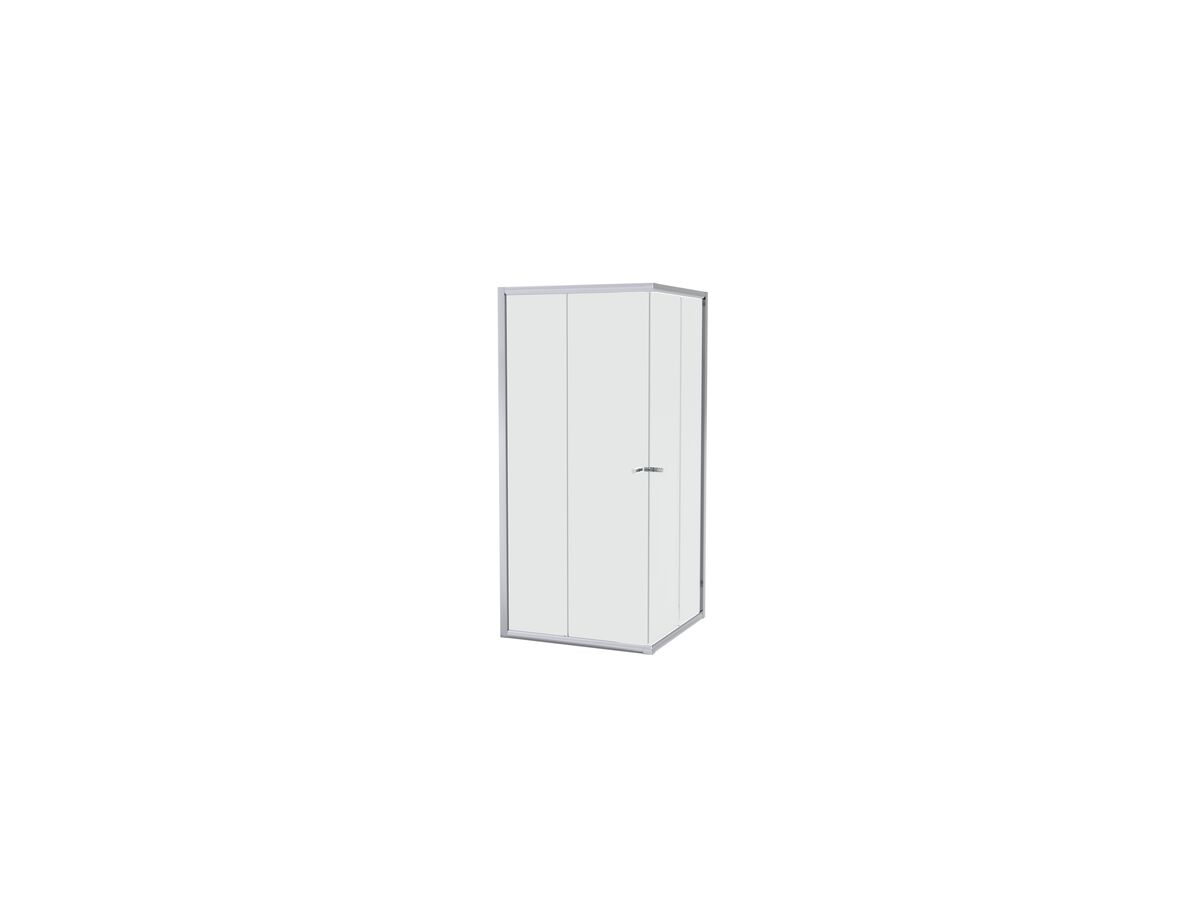 reece Creative Glass Semi Frameless Dual Entry 2000 x Front 1200-1400 x Return 800-1000 Shower Screen Polished Silver Hardware with sliding door