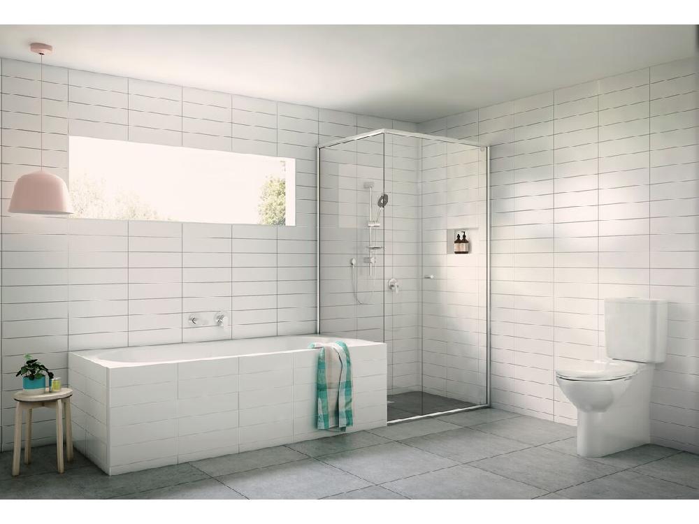 Reece Creative Glass Semi-Frameless Front & Half Return 2000 X Front 900-1100xReturn 800-1000 Shower Screen Polished Silver Hardware With Pivot Door