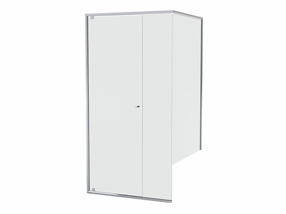 reece Creative Glass Semi-Frameless Front & Half Return 2000 x Front 900-1100xReturn 800-1000 Shower Screen Polished Silver Hardware with pivot door