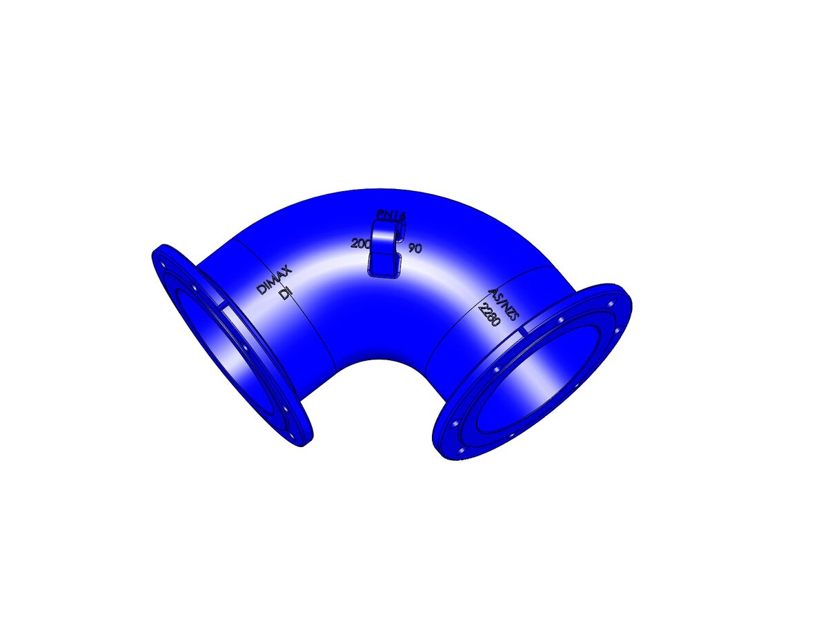 reece Dimax Ductile Iron Bend (Flange x Flange) PN16 B5 200mm x 90 Degrees