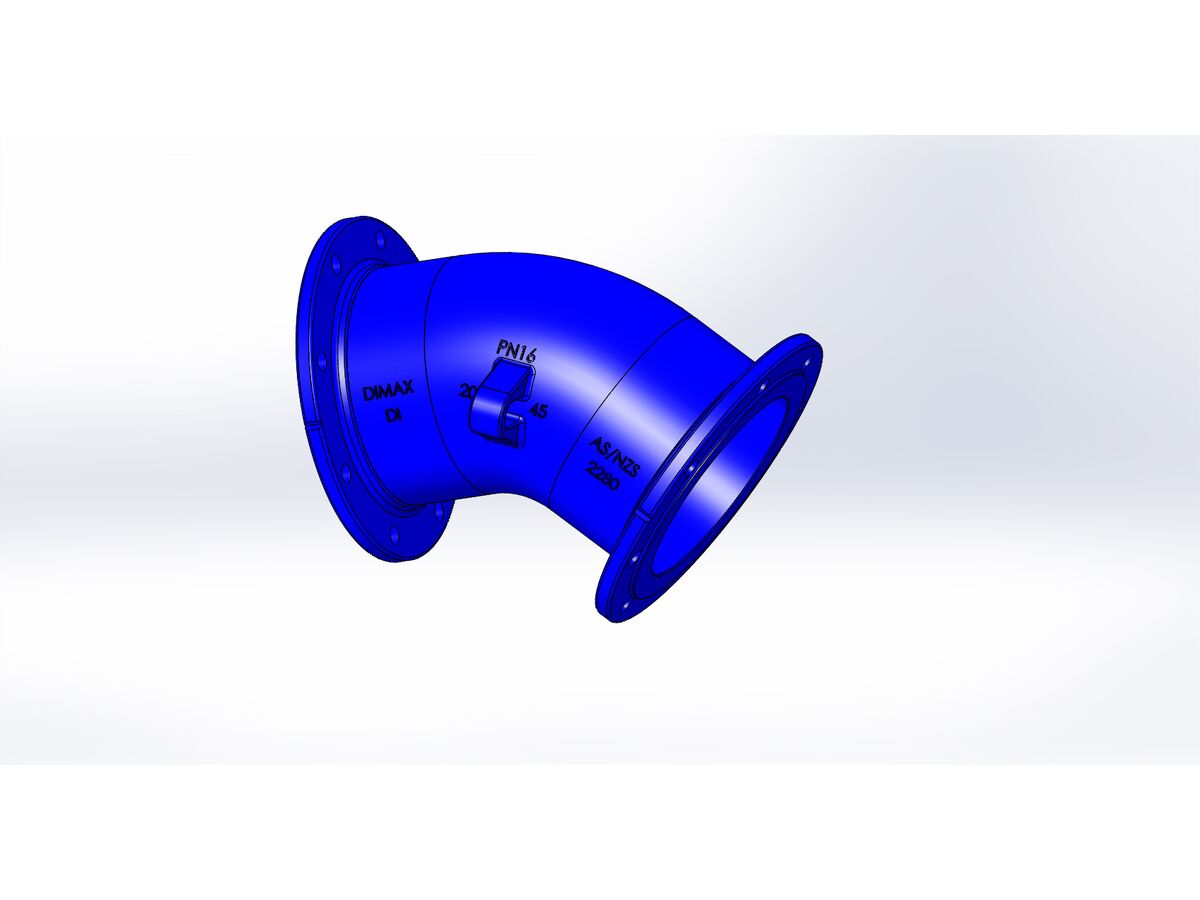 reece Dimax Ductile Iron Bend (Flange x Flange) PN16 B5 200mm x 45 Degrees
