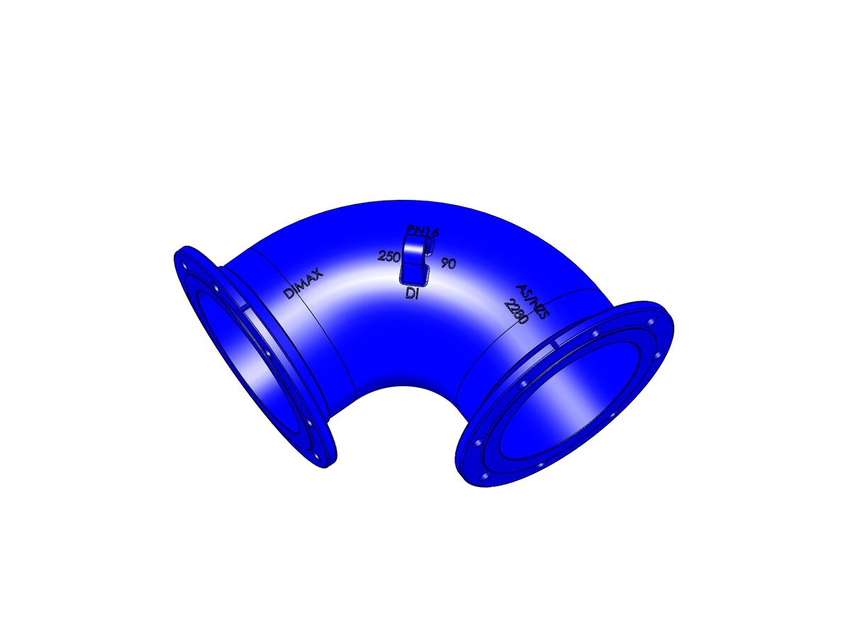 reece Dimax Ductile Iron Bend (Flange x Flange) PN16 B5 250mm x 90 Degrees