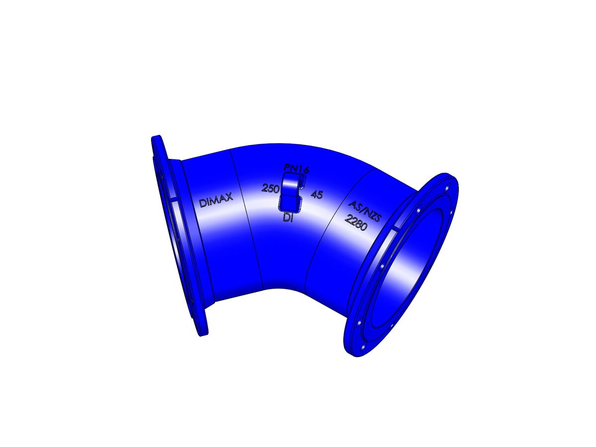reece Dimax Ductile Iron Bend (Flange x Flange) PN16 B5 250mm x 45 Degrees