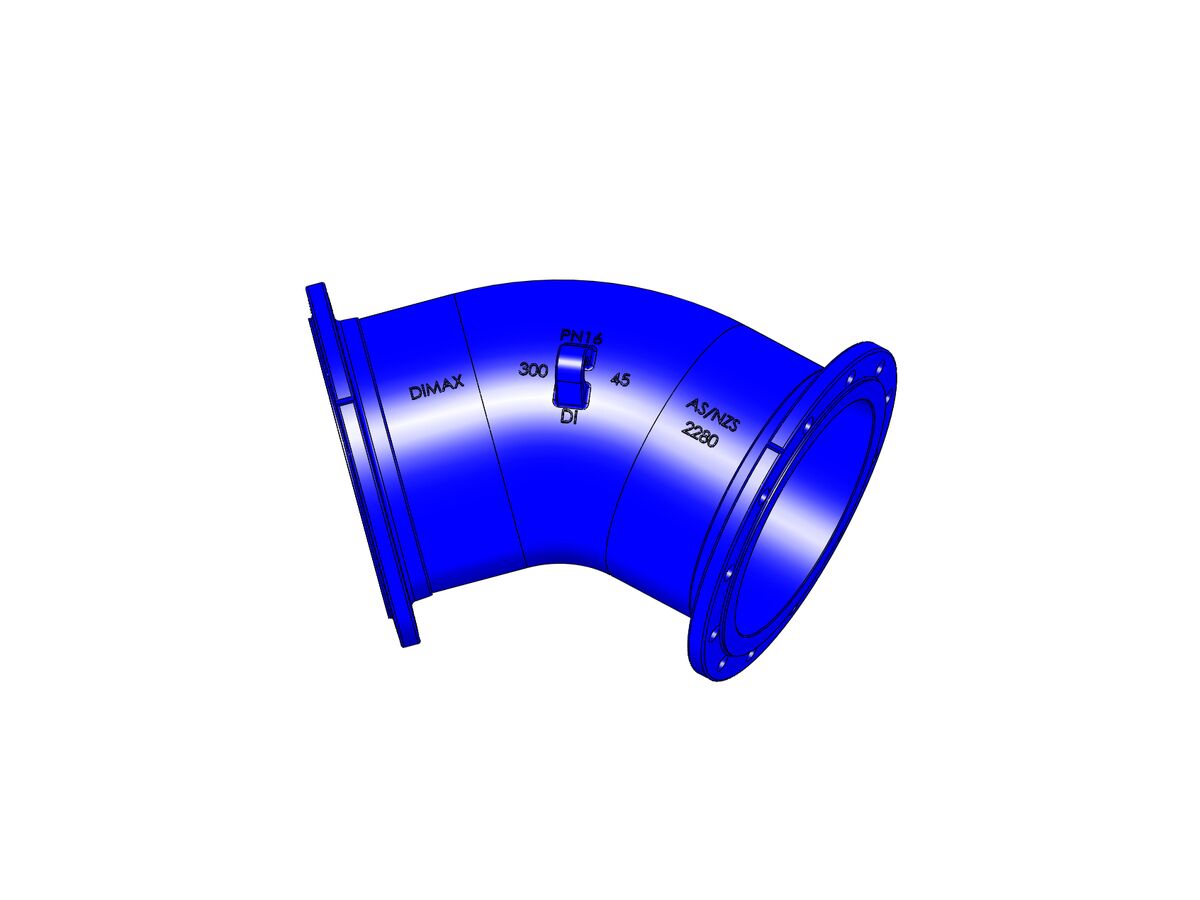 reece Dimax Ductile Iron Bend (Flange x Flange) PN16 B5 300mm x 45 Degrees
