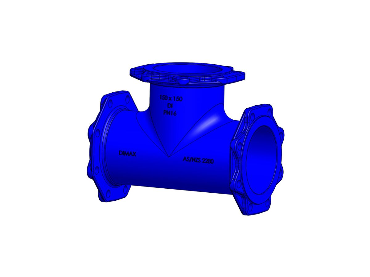 reece Dimax Ductile Iron Tee (Flange x Flange x Flange) PN16 B5 150mm x 150mm