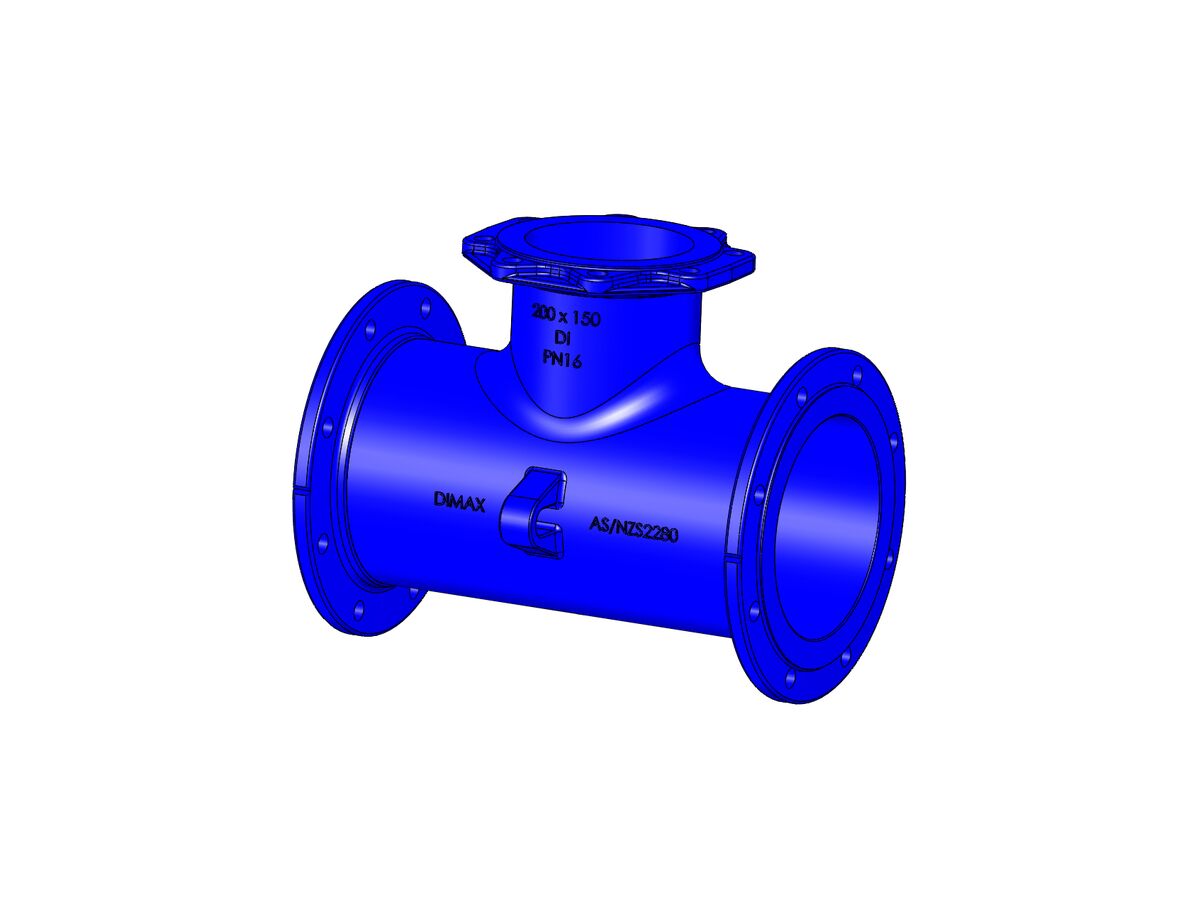reece Dimax Ductile Iron Tee (Flange x Flange x Flange) PN16 B5 200mm x 150mm