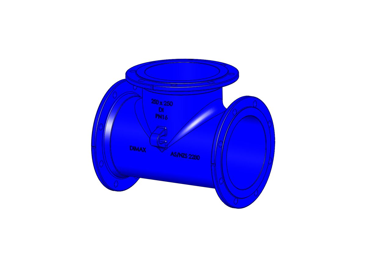 reece Dimax Ductile Iron Tee (Flange x Flange x Flange) PN16 B5 250mm x 250mm