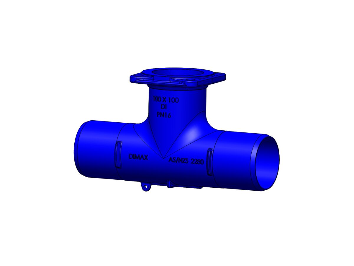 reece Dimax Ductile Iron Tee (Spigot x Spigot x Flange) PN16 B5 100mm x 100mm