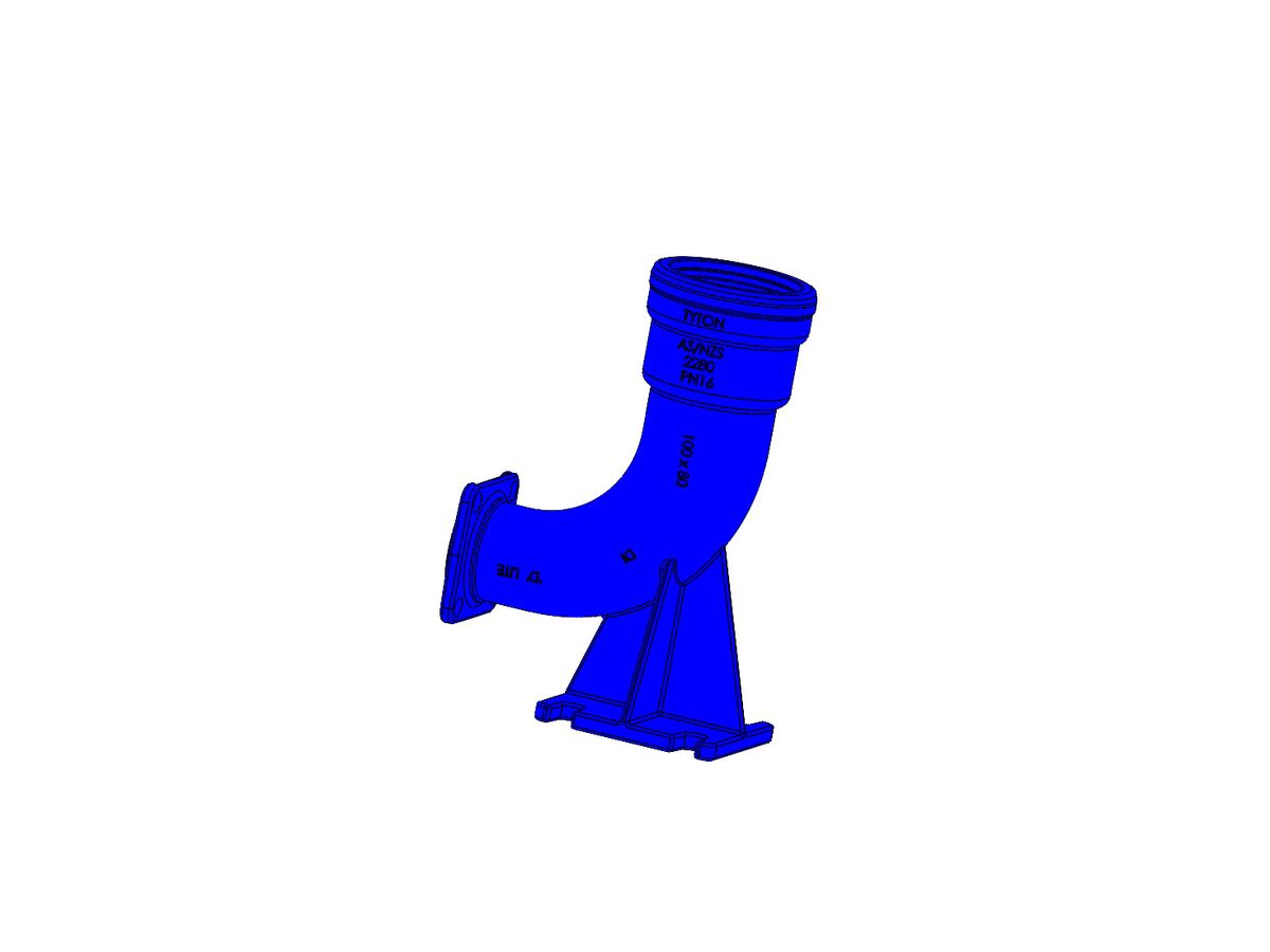 reece Dimax Hydrant Bend Socket - Flange PN16 100-80mm x 90 Degree