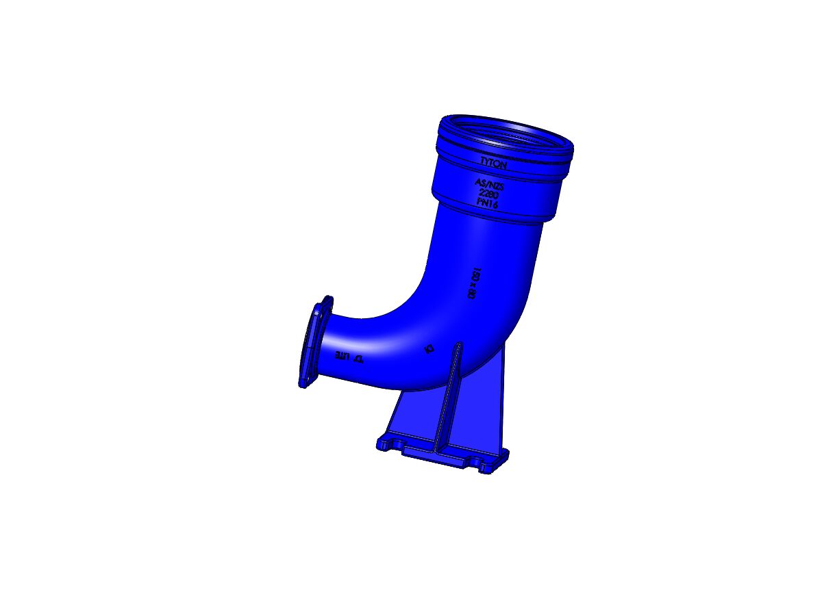 reece Dimax Hydrant Bend Socket - Flange PN16 150-80mm x 90 Degree
