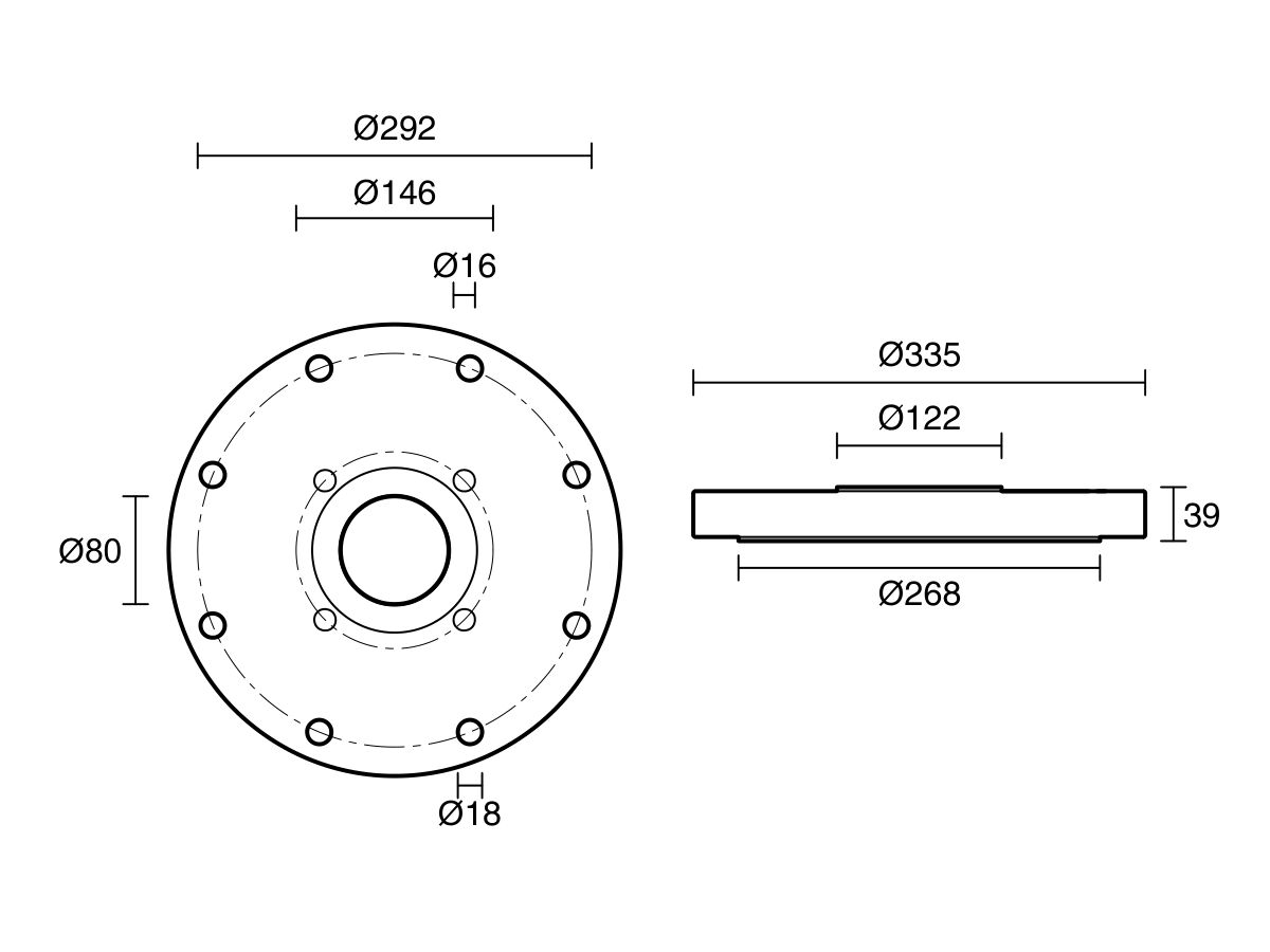 Reece Dimax Mild Steel Offtake Flange PN16 B7 200mm X 80mm