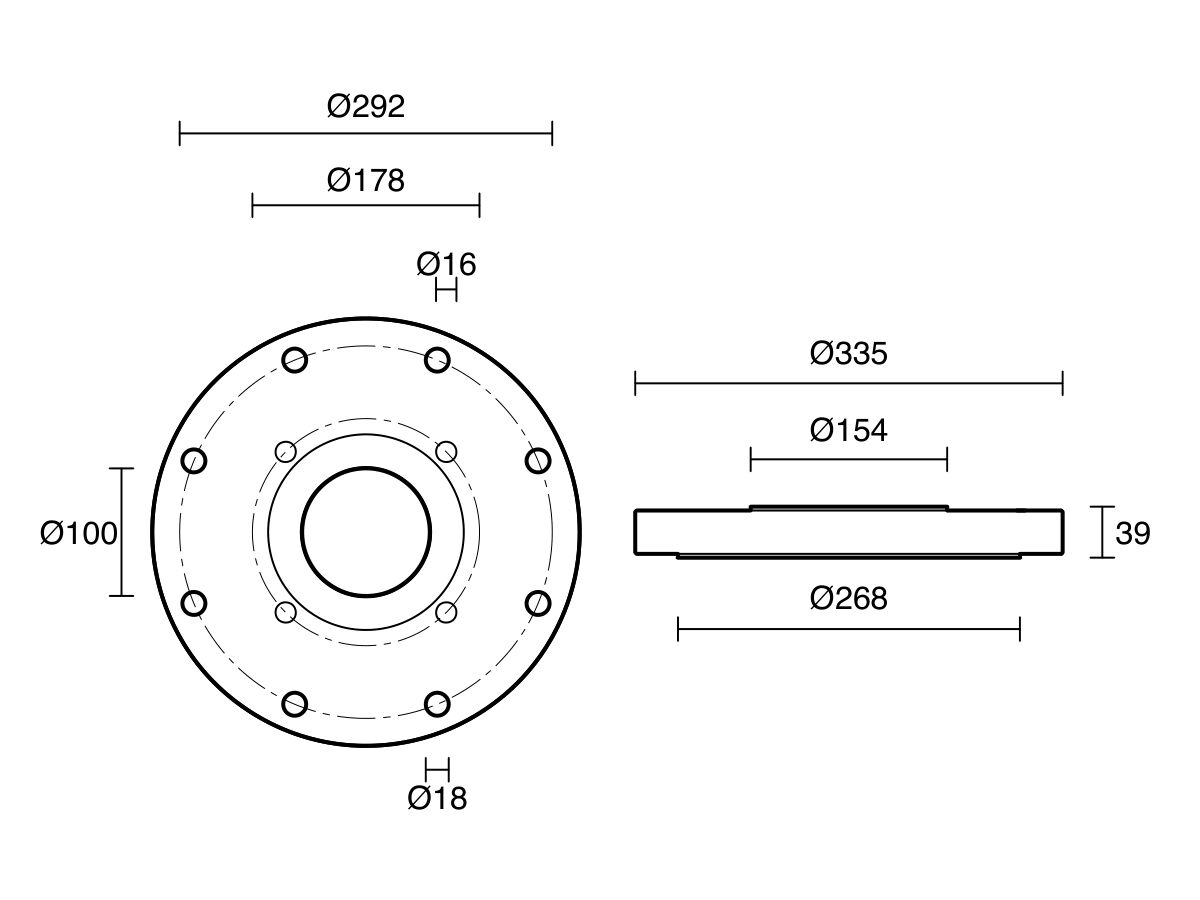 Reece Dimax Mild Steel Offtake Flange PN16 B7 (B5) Fusion Coated DN 200mm X DN 100mm Central Offtake Complete With 4 X High Tensile Grade 88 M16 Studs With Nuts & Washers