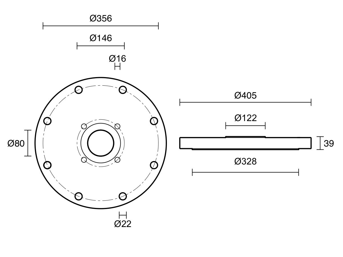 Reece Dimax Mild Steel Offtake Flange PN16 B7 (B5) Fusion Coated DN 250mm X DN 80mm Central Offtake Complete With 4 X High Tensile Grade 88 M16 Studs With Nuts & Washers