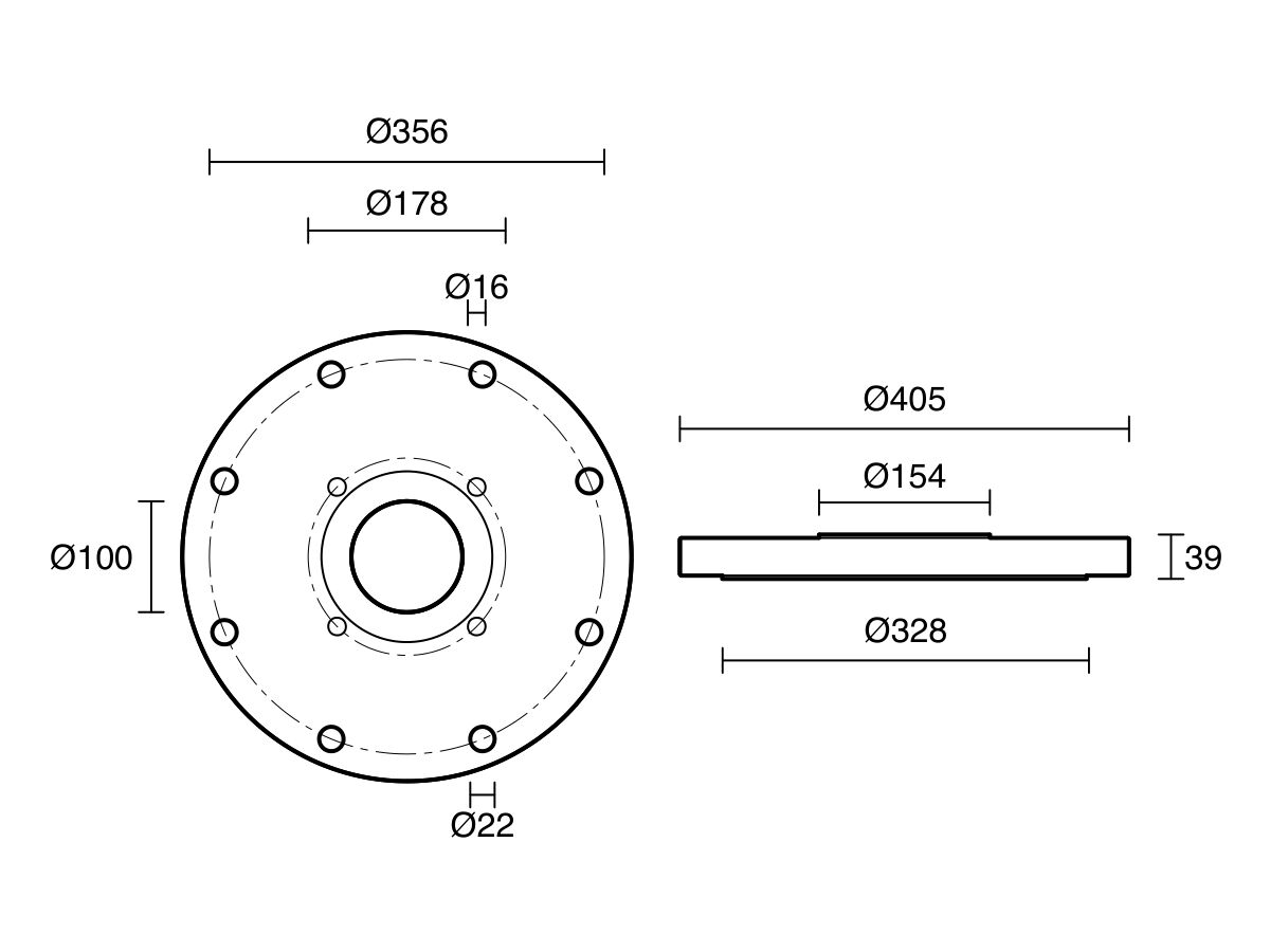 Reece Dimax Mild Steel Offtake Flange PN16 B7 (B5) Fusion Coated DN 250mm X DN 100mm Central Offtake Complete With 4 X High Tensile Grade 88 M16 Studs With Nuts & Washers