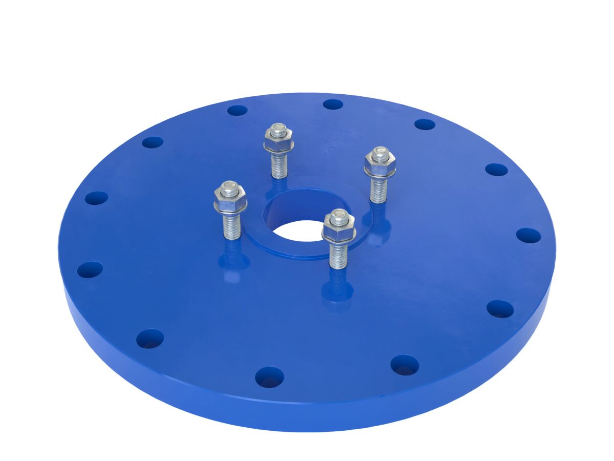 reece Dimax Mild Steel Offtake Flange PN16 B7 (B5) Fusion Coated DN 300mm x DN 80mm Central Offtake Complete with 4 x High Tensile Grade 88 M16 Studs with Nuts & Washers