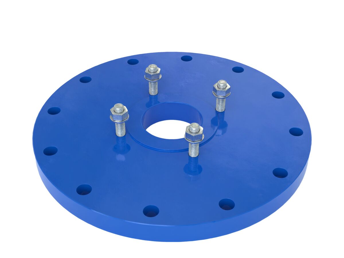 reece Dimax Mild Steel Offtake Flange PN16 B7 (B5) Fusion Coated DN 300mm x DN 100mm Central Offtake Complete with 4 x High Tensile Grade 88 M16 Studs with Nuts & Washers
