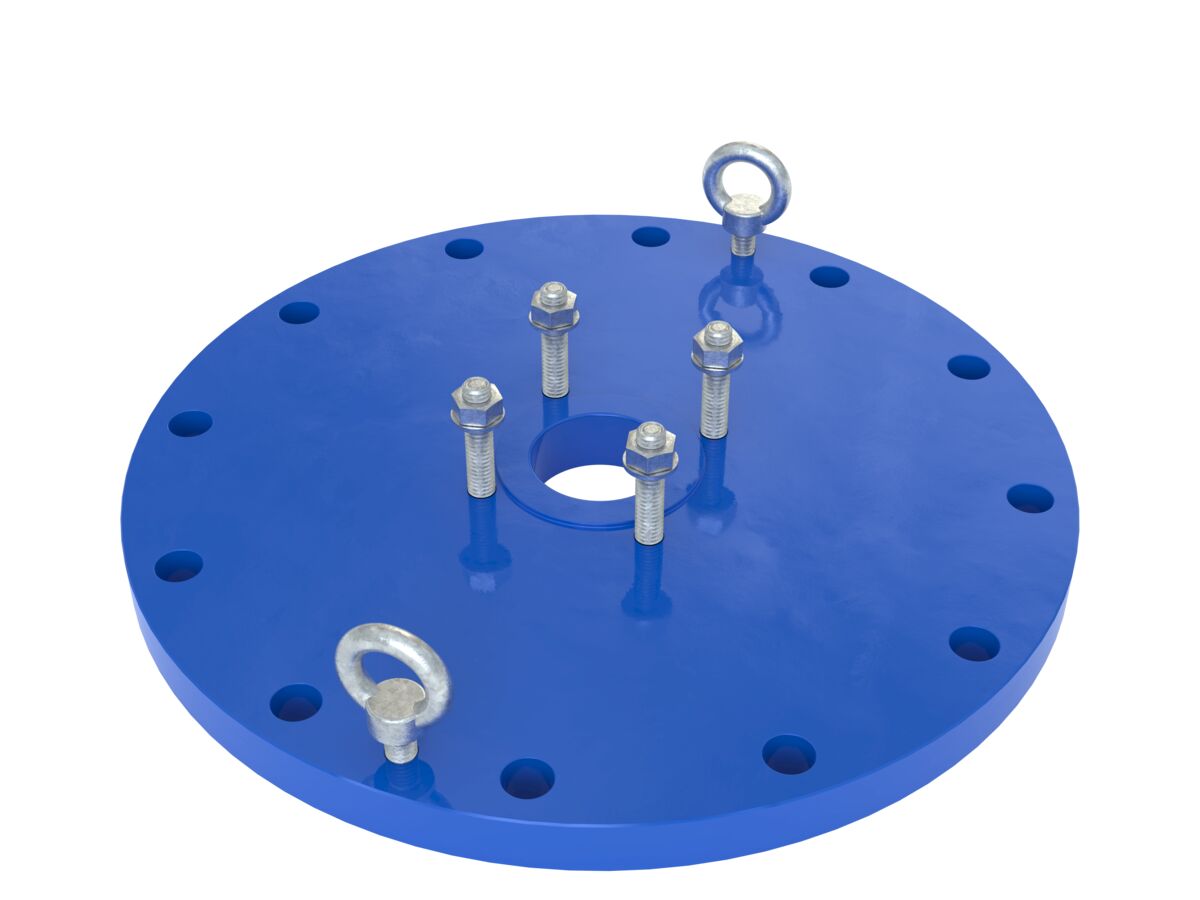 reece Dimax Mild Steel Offtake Flange PN16 B7 (B5) Fusion Coated DN 375mm x DN 80mm Central Offtake Complete with 4 x High Tensile Grade 88 M16 Studs with Nuts & Washers
