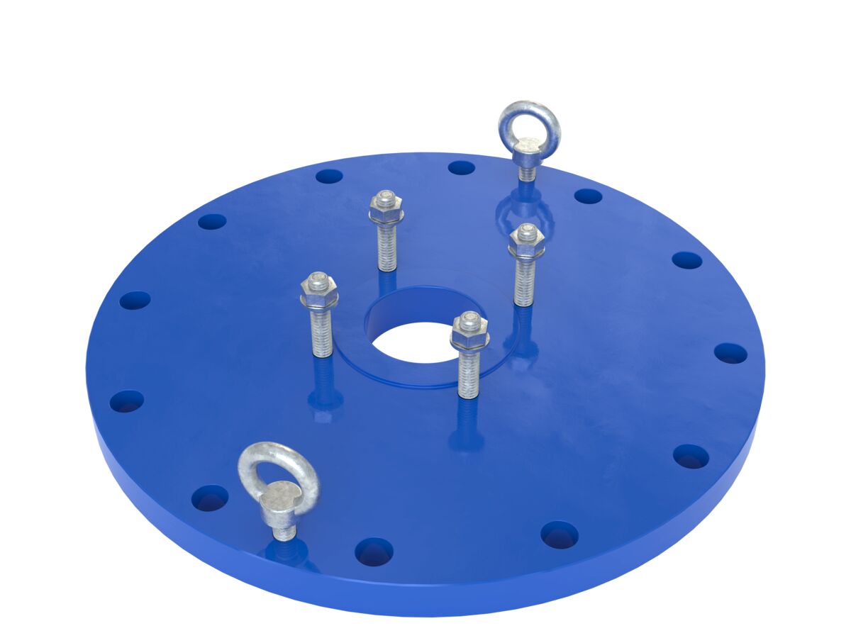 reece Dimax Mild Steel Offtake Flange PN16 B7 (B5) Fusion Coated DN 375mm x DN 100mm Central Offtake Complete with 4 x High Tensile Grade 88 M16 Studs with Nuts & Washers
