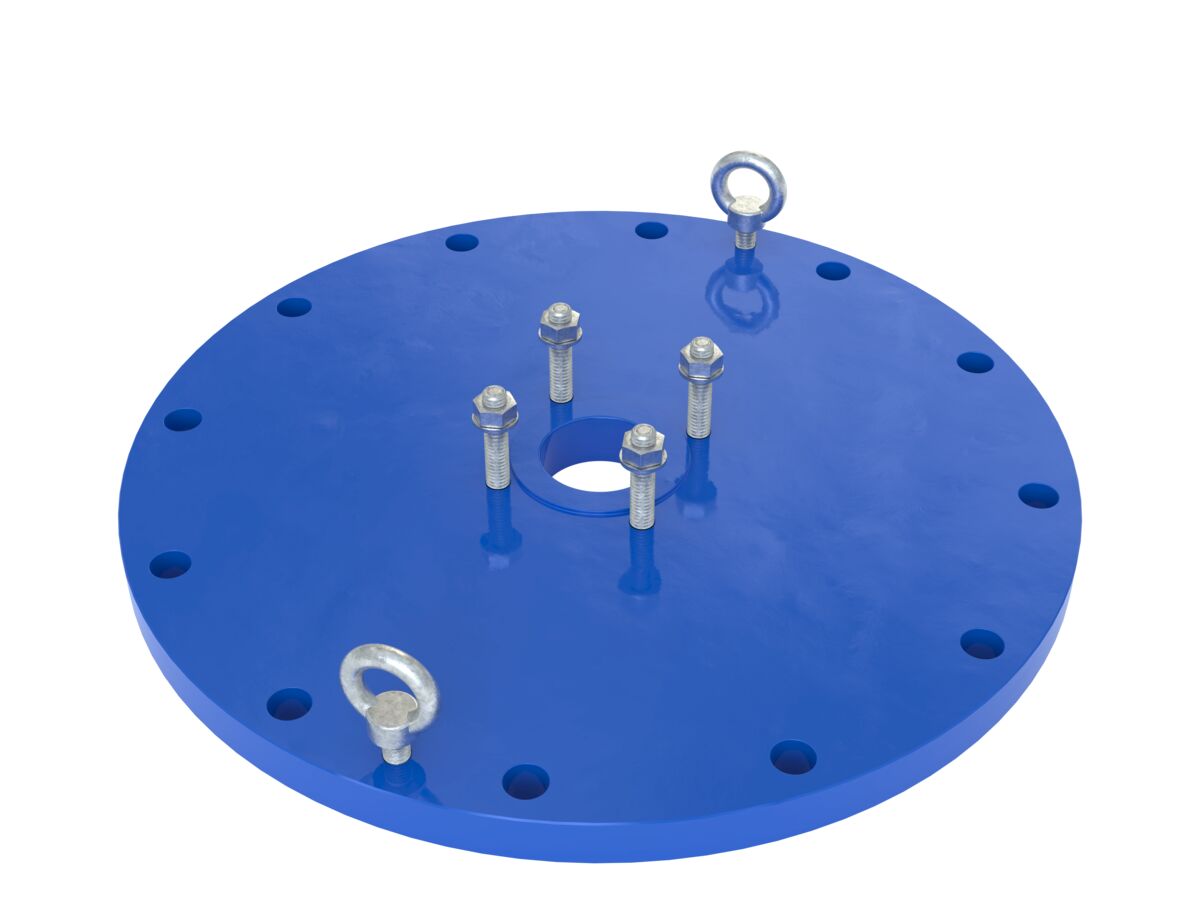 reece Dimax Mild Steel Offtake Flange PN16 B7 (B5) Fusion Coated DN 450mm x DN 80mm Central Offtake Complete with 4 x High Tensile Grade 88 M16 Studs with Nuts & Washers