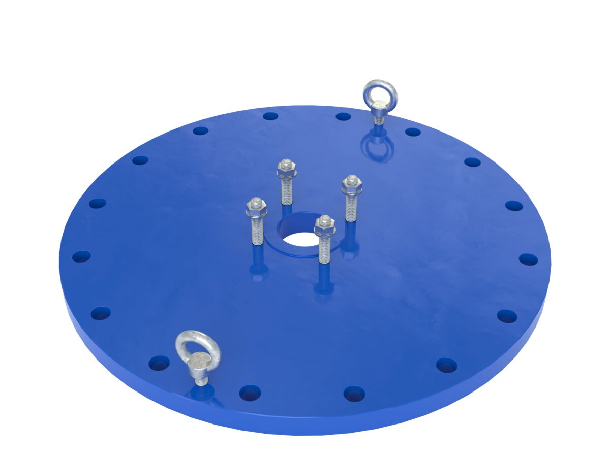 reece Dimax Mild Steel Offtake Flange PN16 B7 (B5) Fusion Coated DN 500mm x DN 80mm Central Offtake Complete with 4 x High Tensile Grade 88 M16 Studs with Nuts & Washers