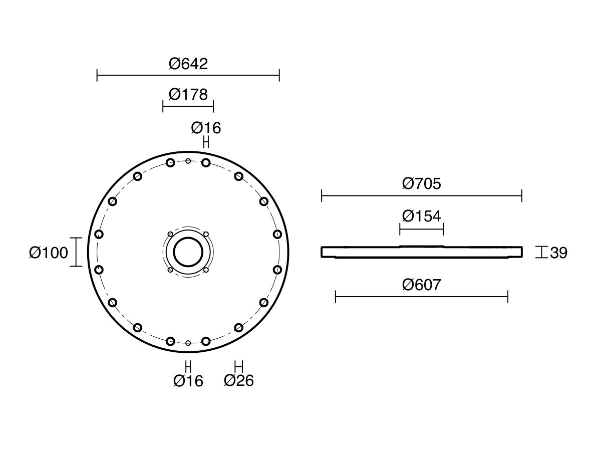 Reece Dimax Mild Steel Offtake Flange PN16 B7 (B5) Fusion Coated DN 500mm X DN 100mm Central Offtake Complete With 4 X High Tensile Grade 88 M16 Studs With Nuts & Washers