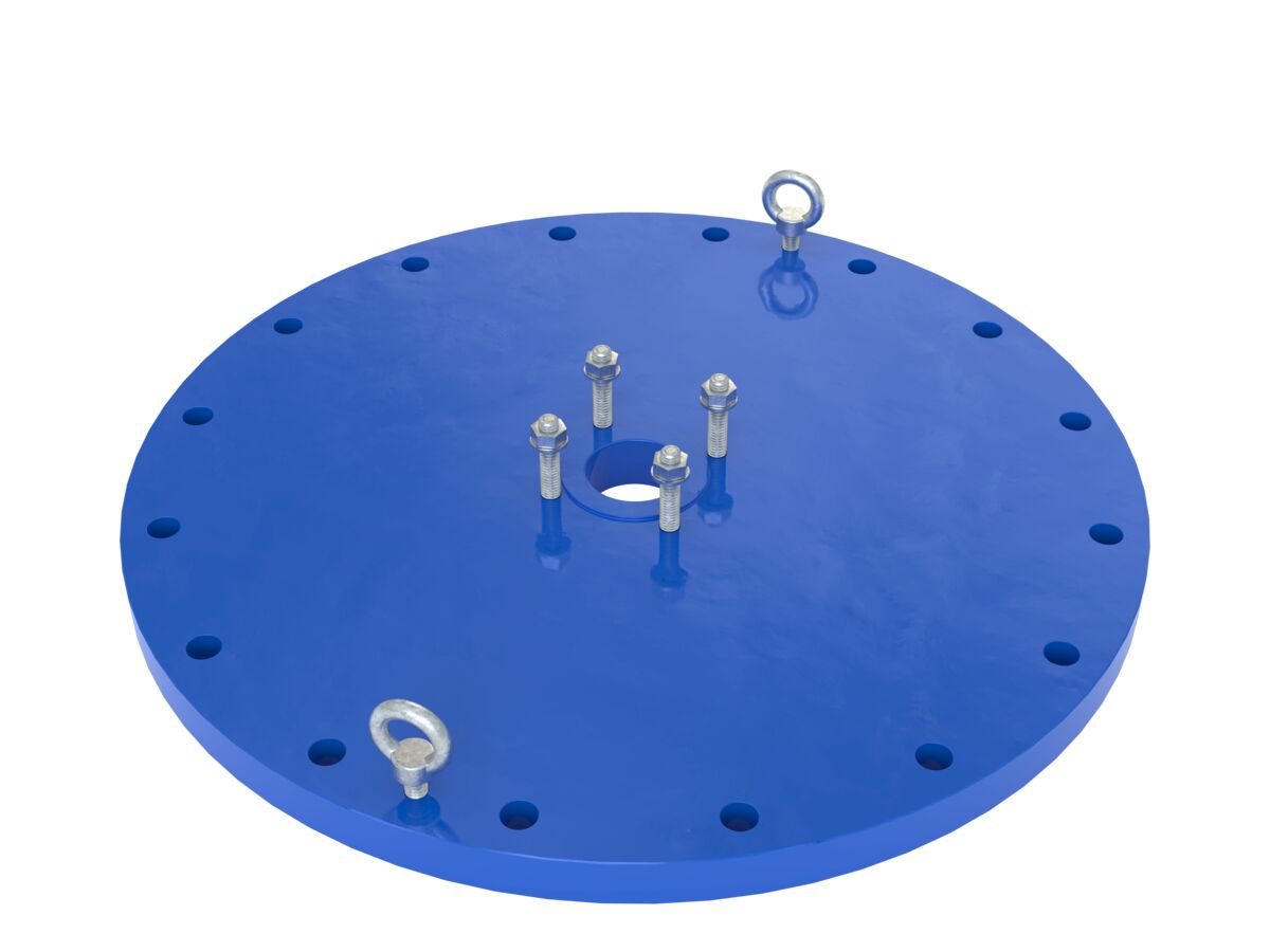 reece Dimax Mild Steel Offtake Flange PN16 B7 (B5) Fusion Coated DN 600mm x DN 80mm Central Offtake Complete with 4 x High Tensile Grade 88 M16 Studs with Nuts & Washers