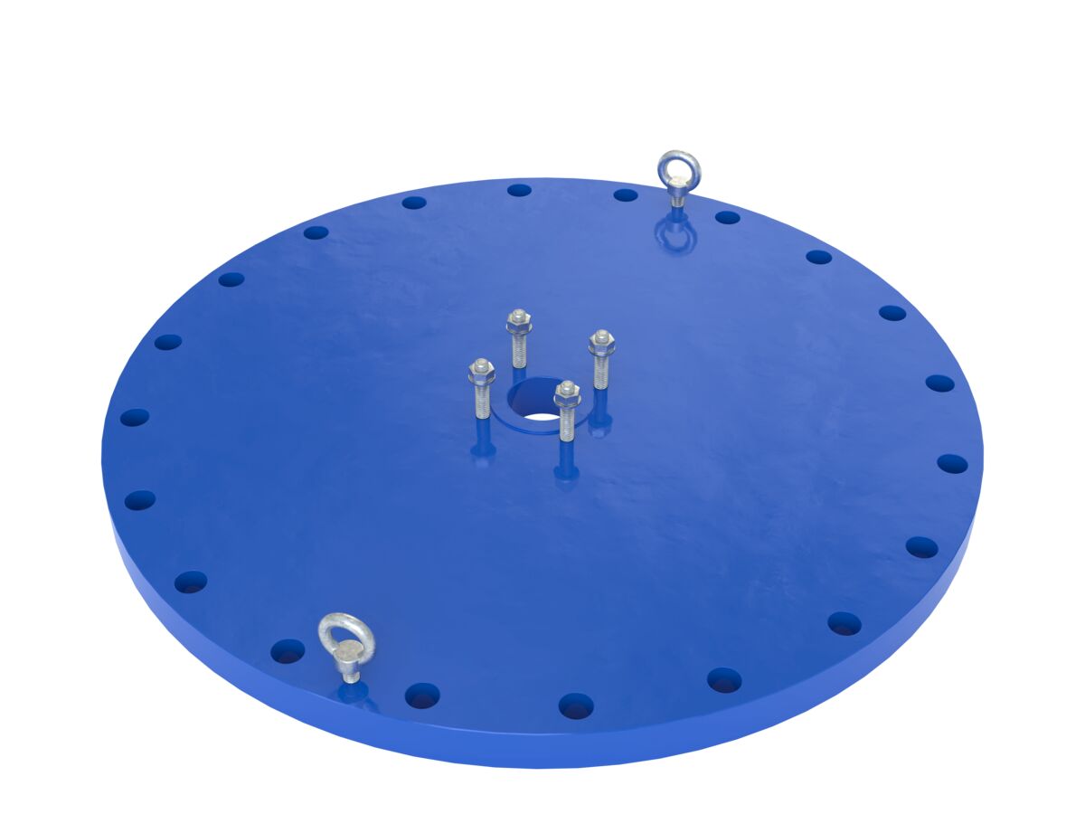 reece Dimax Mild Steel Offtake Flange PN16 B7 (B5) Fusion Coated DN 750mm x DN 80mm Central Offtake Complete with 4 x High Tensile Grade 88 M16 Studs with Nuts & Washers