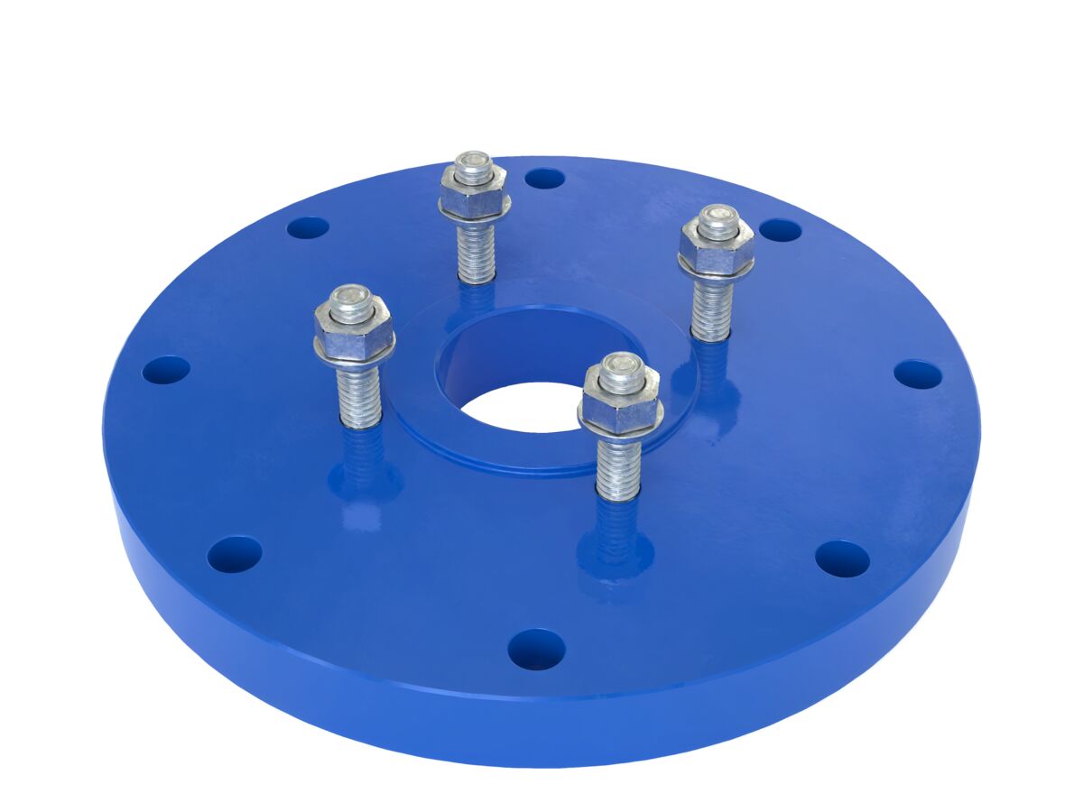 reece Dimax Mild Steel Offtake Flange PN16 B7 (B5) Fusion Coated DN 200mm x DN 80mm Central Offtake Complete with 4 x High Tensile Grade 88 M16 Studs with Nuts & Washers