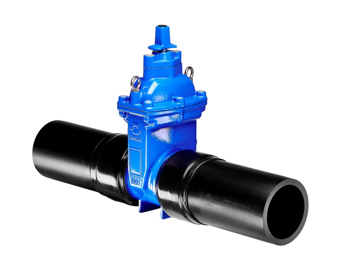 reece Dimax Resilient Seated Gate Valve PN16 180mm SDR11 HDPE PE Tail 150mm Anti-Clockwise Close