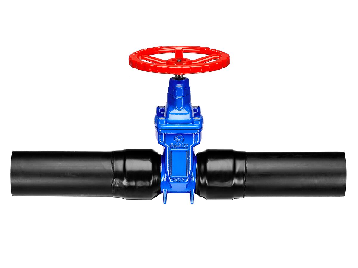 Reece Dimax Resilient Seated Gate Valve With Handwheel PN16 125mm SDR11 HDPE PE Tail 100mm Clockwise Close