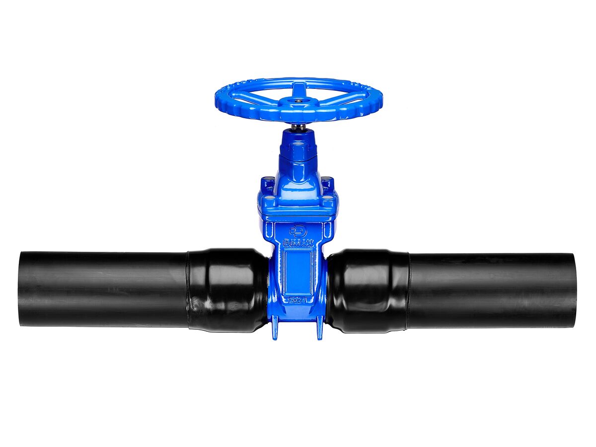 Reece Dimax Resilient Seated Gate Valve With Handwheel PN16 125mm SDR11 HDPE PE Tail 100mm Anti-Clockwise Close