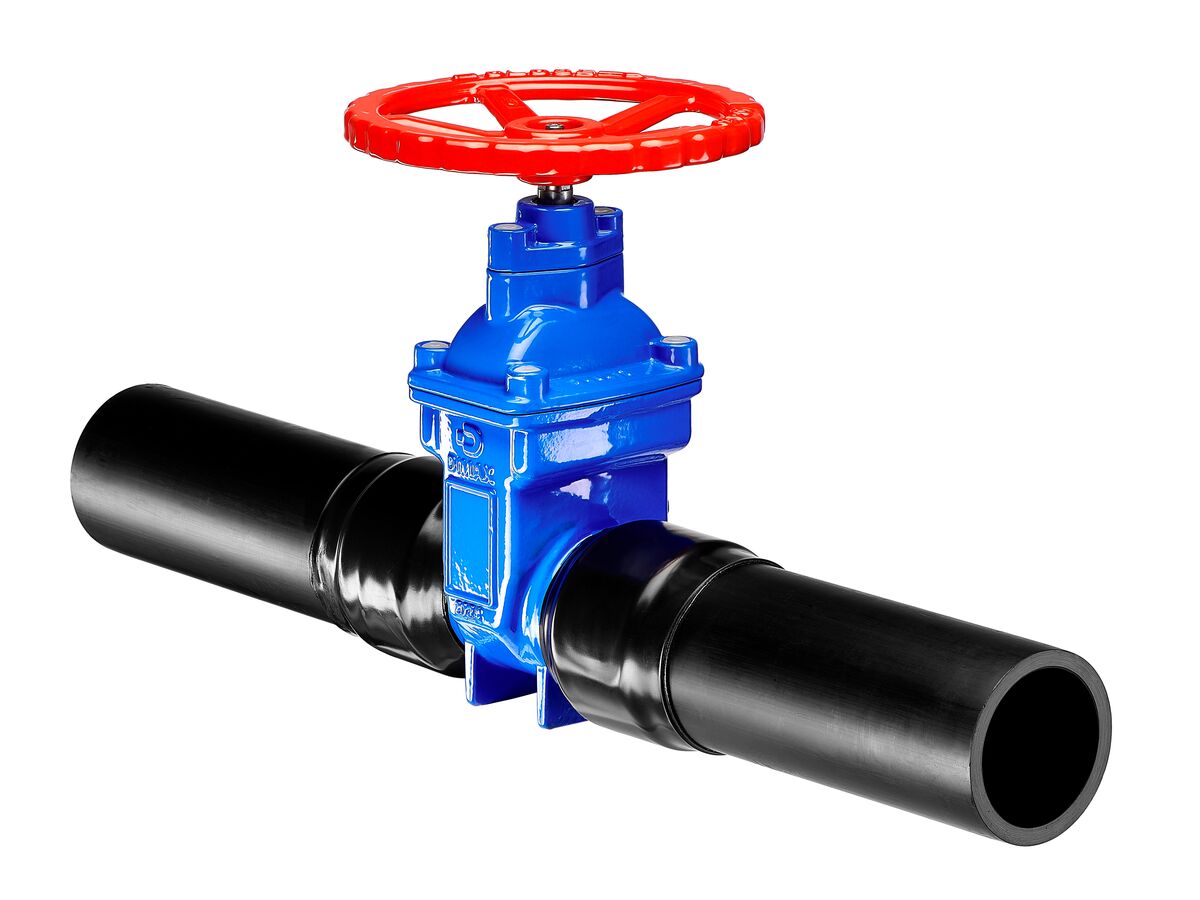 reece Dimax Resilient Seated Gate Valve with Handwheel PN16 125mm SDR11 HDPE PE Tail 100mm Clockwise Close