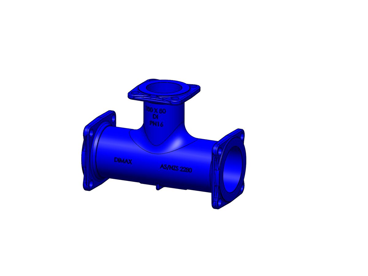 reece Dimax Tee Flange-Flange-Flange PN16 B5 100mm x 80mm