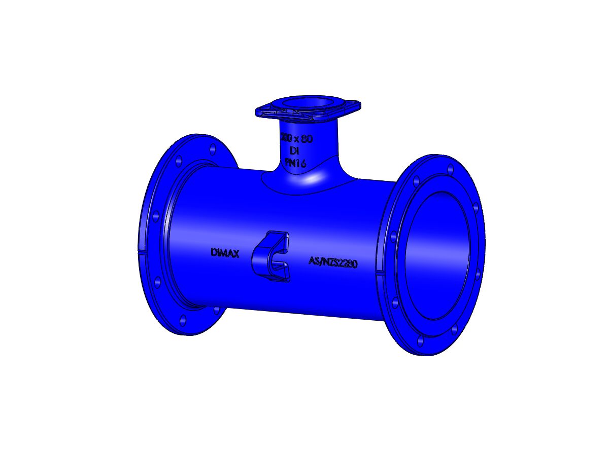 reece Dimax Tee Flange - Flange-Flange PN16 B5 200mm x 80mm