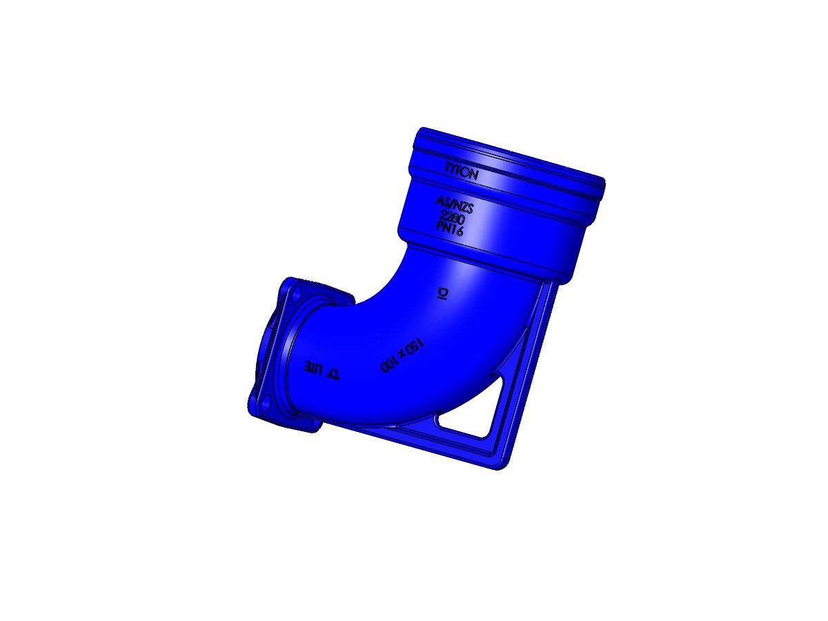reece Dimax Wash Out Bend Socket - Flange PN16 150-100mm x 90 Degree