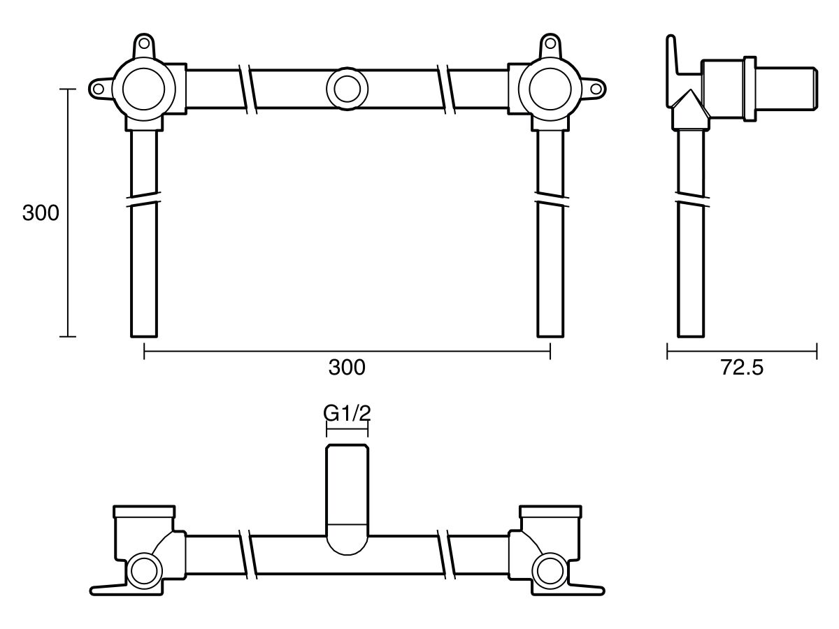 Reece Dura Ardent Sink Assembly 300mm Centre With 300mm Tails Bottom Entry Lead Free