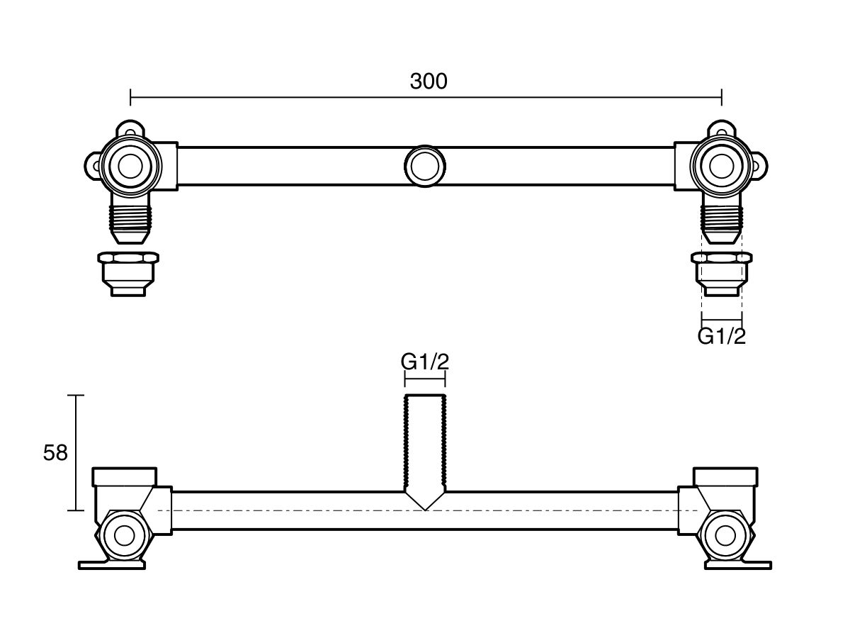 Reece Dura Ardent Sink Assembly 300mm Centre With No Tails Compression Bottom Entry Lead Free