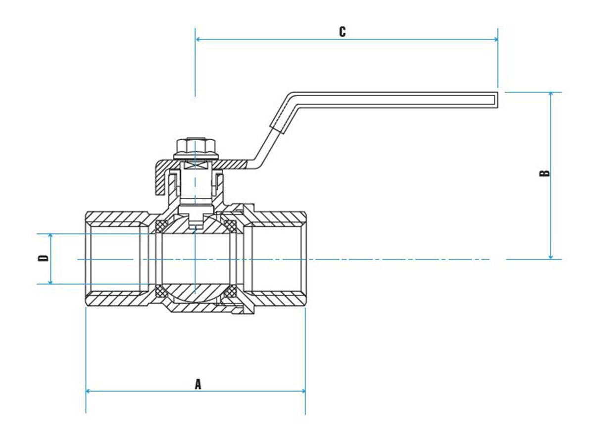 Reece Dura Brass Water Ball Valve Female & Female 20mm