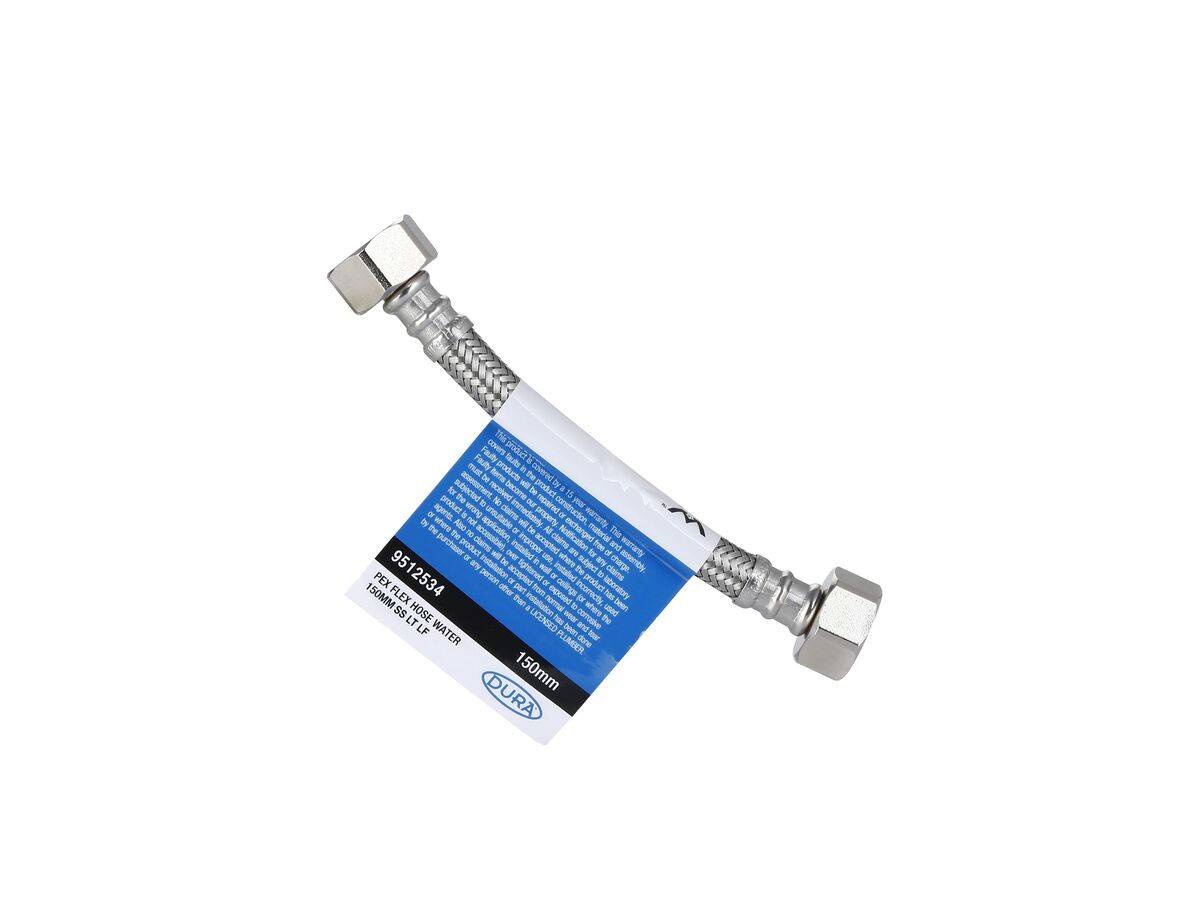 reece Dura Pex Flex Hose Water 150mm Stainless Steel Low-Temp Lead Free