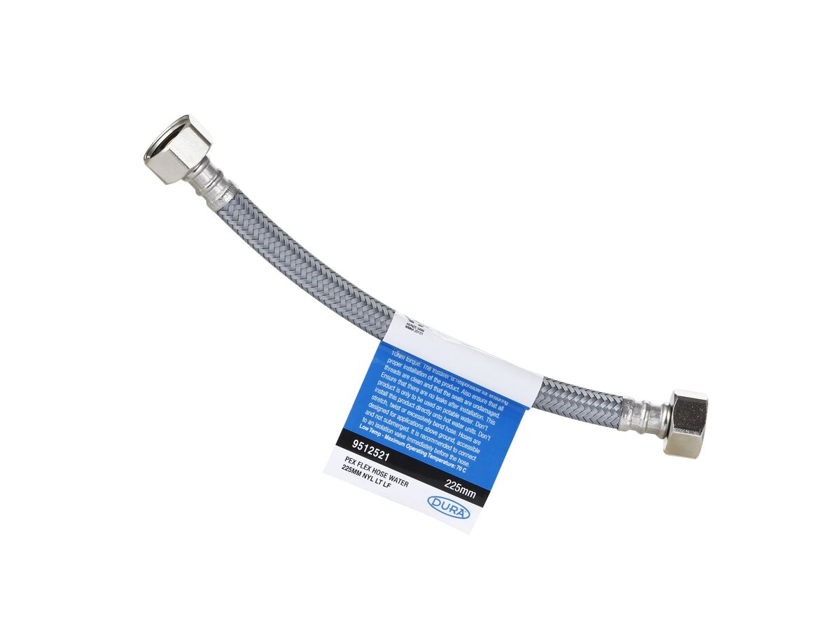 reece Dura Pex Flex Hose Water 225mm Nylon Low-Temp Lead Free