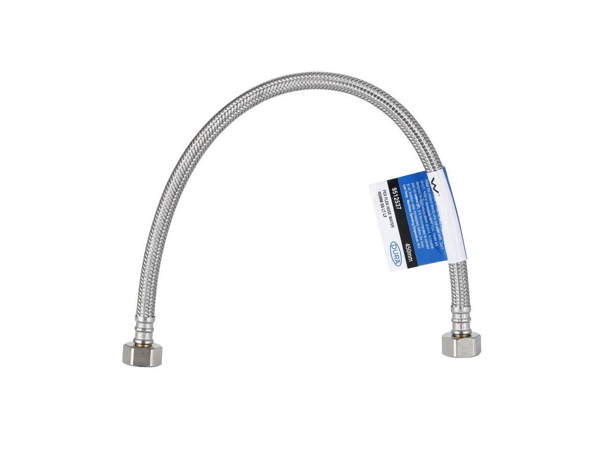 reece Dura Pex Flex Hose Water 450mm Stainless Steel Low-Temp Lead Free