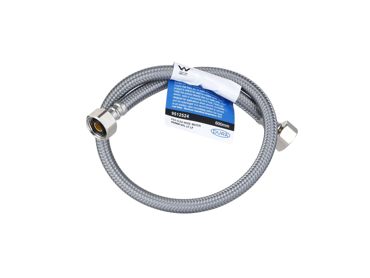 reece Dura Pex Flex Hose Water 600mm Nylon Low-Temp Lead Free