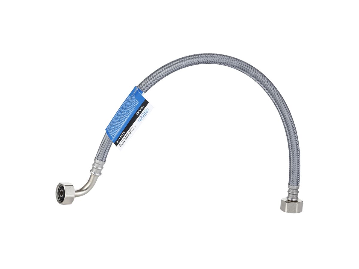 reece Dura Pex Flex Hose Water with Elbow 450mm Nylon Low-Temp Lead Free
